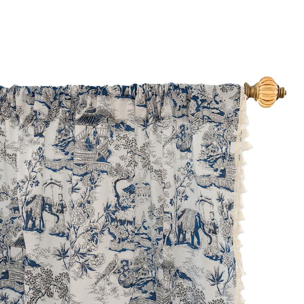 Curtain Finished Half Curtain B & B Tea Room Bedroom Balcony Dining Room Short Curtain Printed Plant Tassel Coffee Curtain