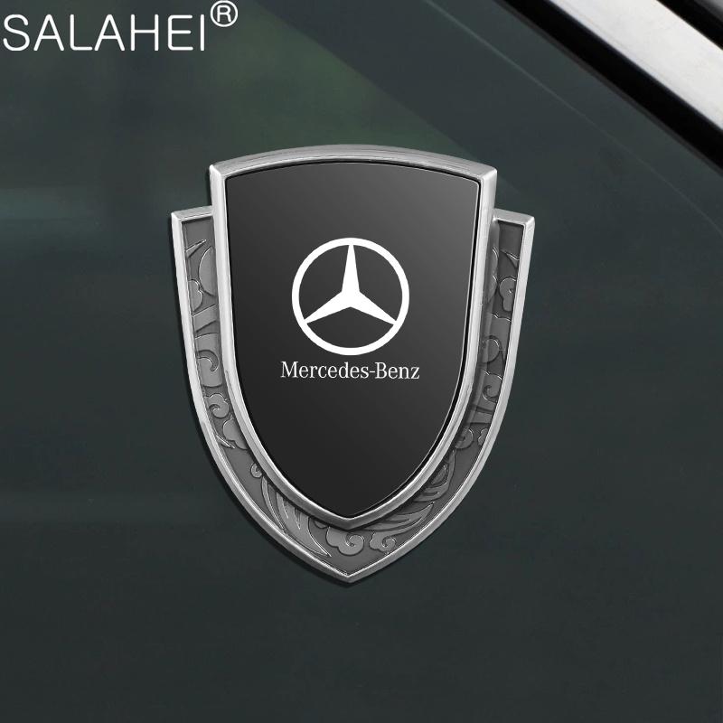 FCM5   3D Metal Shield Car Badge Sticker Body Side Decorative Modified Decal Luxury For Mercedes Benz C E S Class GLA GLC GLB GLE GLS