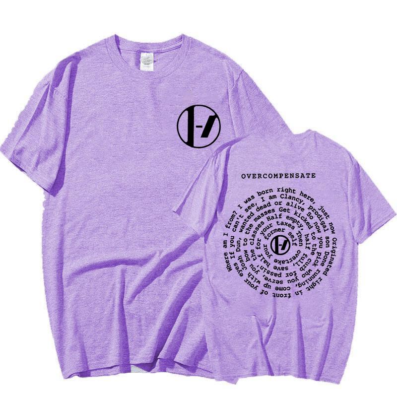 Футболка с принтом текста песни Twenty One Pilots Overcompensate The Clancy World Tour 2025 Футболки Мужская Женская Мода Рок Хип-Хоп Футболки