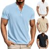 Men's Summer Solid Color Button Collar Short Sleeve Tops Men's Casual Loose Fashion Tops
