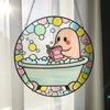 Bath-Time Ghost Reader Ornaments Cute Ghost In Bathtub Reading Book Acrylic Suncatcher Halloween Bathroom Window Hanging Decoration