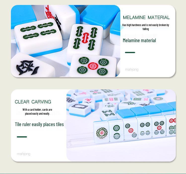 Компактный набор для маджонга: Массивные резные плитки с воробьями, размеры 24 мм и 30 мм, идеально подходят для путешествий и использования в общежитиях