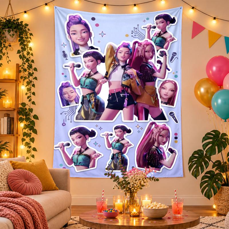 Полиэстеристый настенный гобелен с дизайном Kpop Охотники на демонов, Декоративное панно для спальни, гостиной, общежития