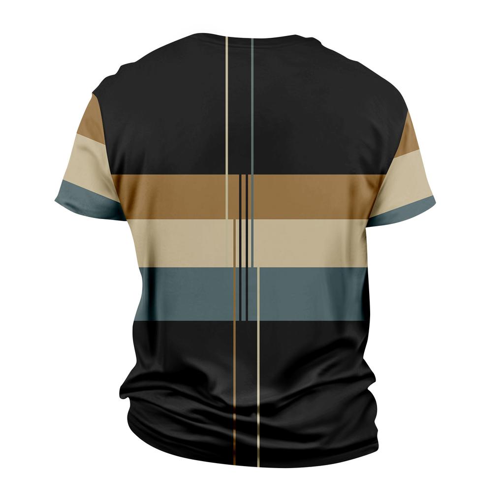 Модный полосатый принт - мужская повседневная футболка с круглым вырезом и короткими рукавами