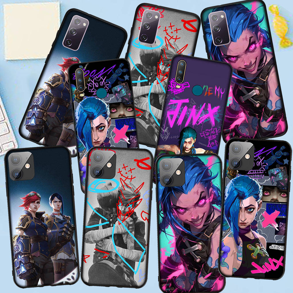 Для iPhone 16 15 Xiaomi Redmi Note 13 12 11 Pro Max X 9 14 Plus XR Samsung Galaxy A15 S24 S23 Huawei OPPO чехол аниме Arcanes игра Jinx Vi чехол для телефона