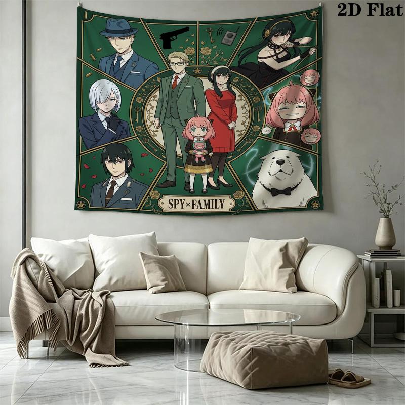 Spy Family Wall Tapestry Aesthetic Wall Hanging Printed Fabric Blanket Decorative Tapestries For Bedroom Living Room Home Decor