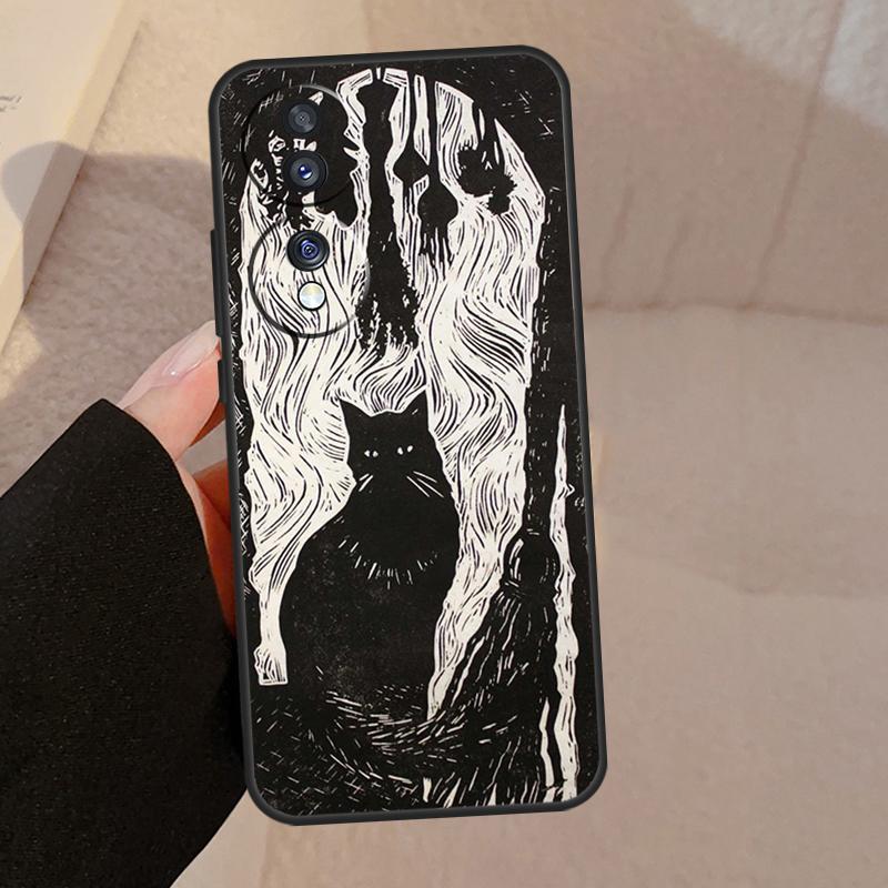 Witch Black Cat Case For Honor X9b X9a X8a X7a X6a X6 X7 X8 X9 8X 9X Honor Magic 5 Pro 50 70 90 Lite Cover
