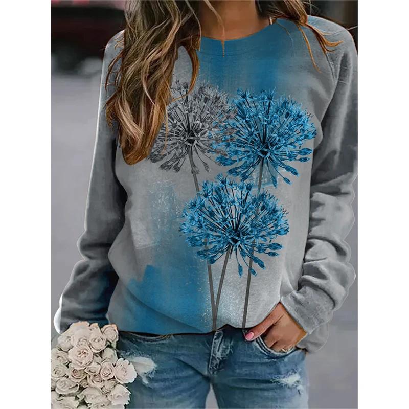 Harajuku 3D Birds Print Colorful Long Sleeve T Shirt Pullovers Women Fashion Streetwear Tops Spring Girls Floral Graphic Clothes