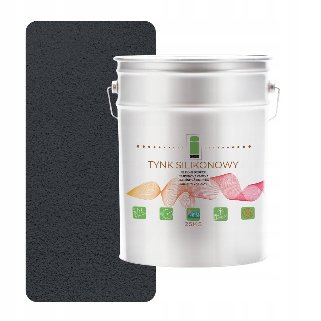 Tynk silikonowy 7016 elewacyjny wzmocniony szary grafitowy 1mm 25kg