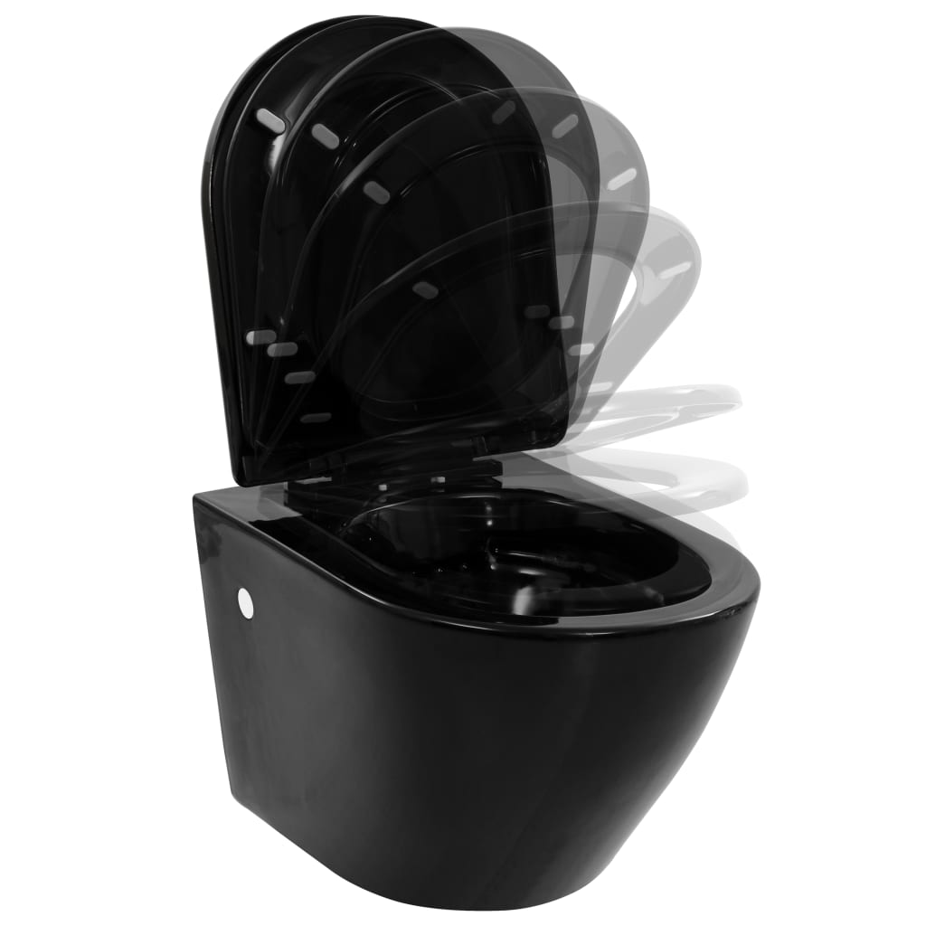 Wall mounted toilet without rim ceramic black