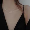 Simple Double Heart Pendant Necklace For Women Couple Choker Gold Silver Color Clavicle Chain Wedding Party Friends Jewelry Gift