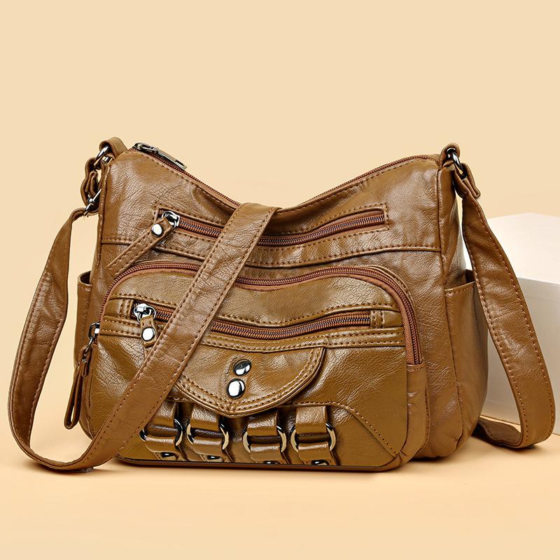 Женская сумка Сумка через плечо большой вместимости Сумка через плечо для среднего и пожилого возраста Маленькая квадратная сумка с несколькими карманами