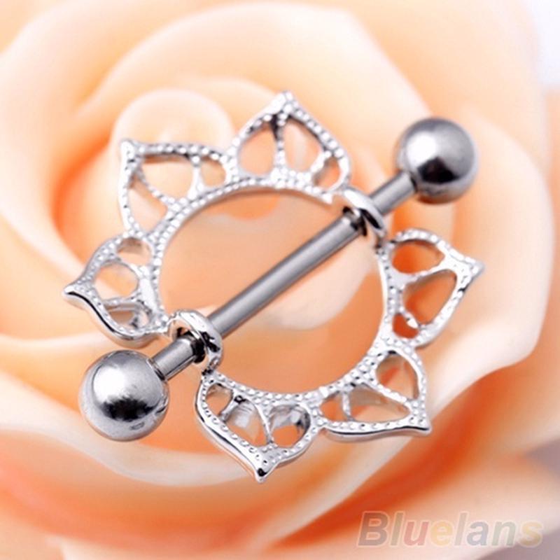 1 шт., кольцо из хирургической стали с цветочным узором и цветами, кольцо для пирсинга сосков, 14 г, брусок