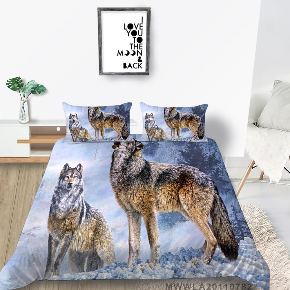 2023 Новый стиль 3D принт волка Постельное белье Утешитель Пододеяльник Пододеяльник Покрывало Постельный комплект из микрофибры Одинарная двойная наволочка королевского размера