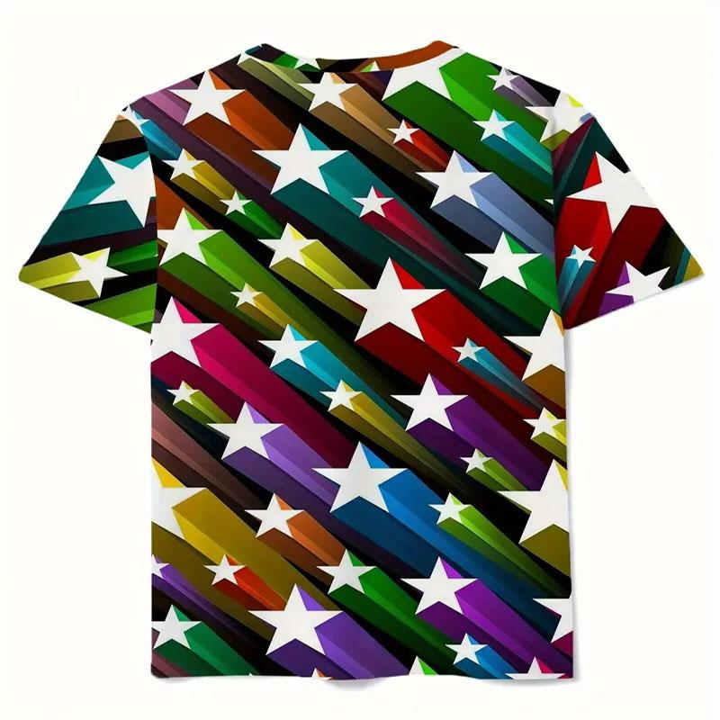 Мужская повседневная футболка с круглым вырезом и узором с необычной цифровой печатью. Модный короткий рукав. Подходит для повседневной носки летом.