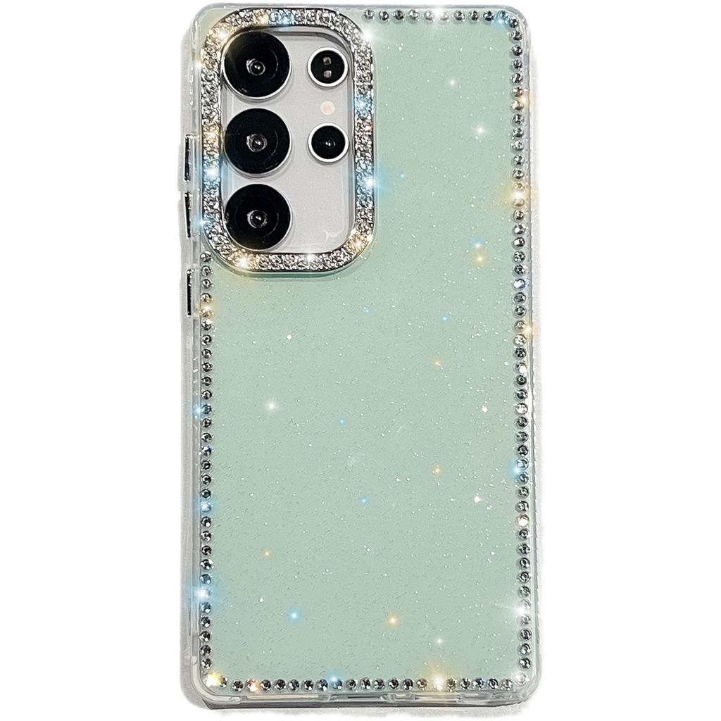 Чехол для Samsung Galaxy S25 Ultra с краем из страз и блестящей задней панелью из ТПУ+ПК с IMD-печатью