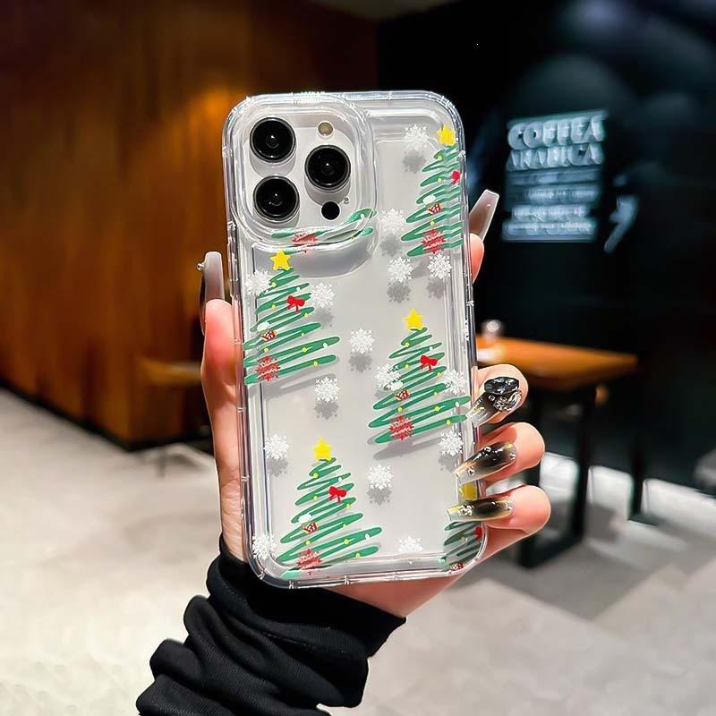 Забавная чехол-накладка на iPhone 11/12 с рождественской елкой 15Promax Apple 13/14 противоударный мягкий чехол xr/xs/78