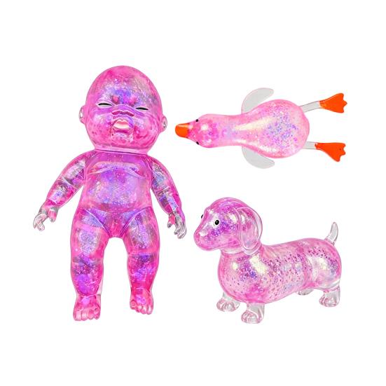 3 шт. Игрушка-антистресс для сжатия, мягкая, эластичная, медуза, собака, утка, ребенок, булочка с пиццей, мороженое, кубик-капля воды, сенсорная игрушка для щипания, подарки для вечеринки
