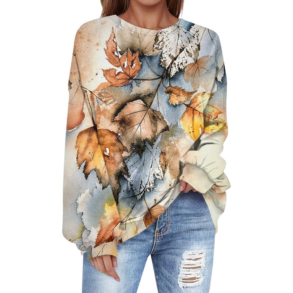 Oversized Sweatshirt For Women Crewneck Printing Long Sleeve Shirts Sweatshirt