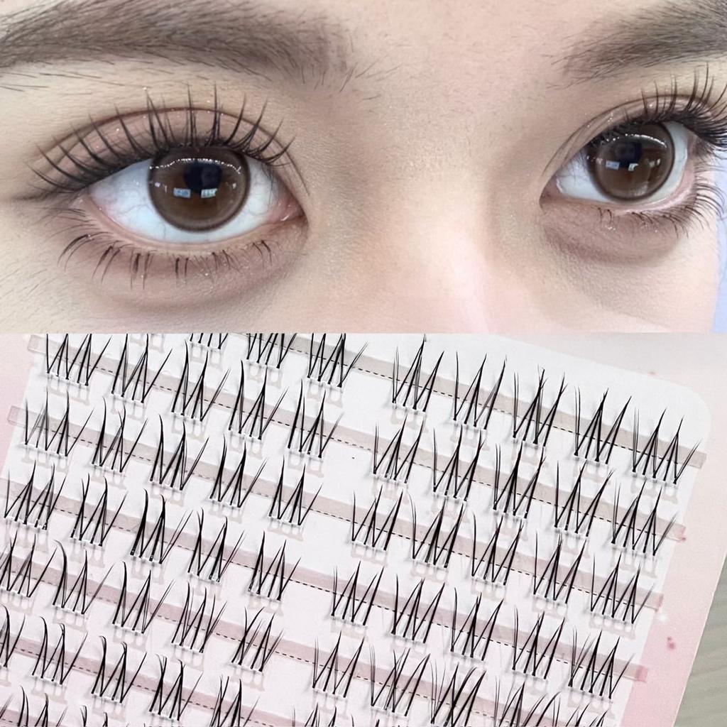 Черные долговечные накладные ресницы, отдельные ресницы-пучки, идеально подходят для девушек, натуральные пушистые ресницы для ежедневного макияжа