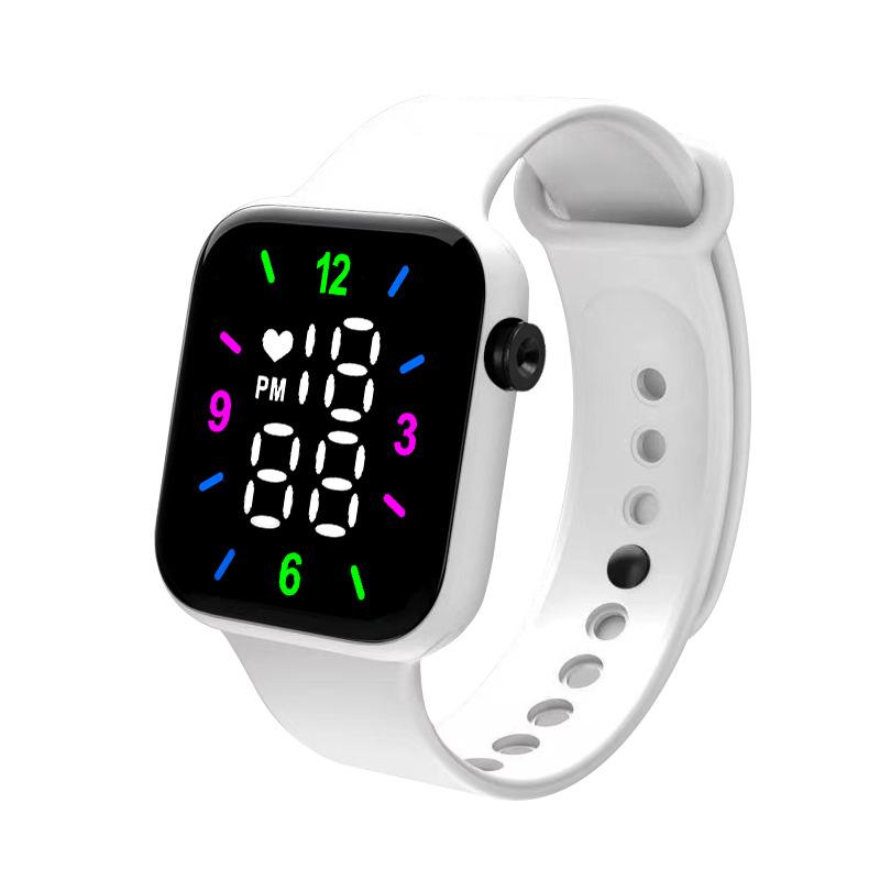 Детские электронные часы LED цифровые спортивные часы водонепроницаемые модные квадратные уличные силиконовый браслет для детей