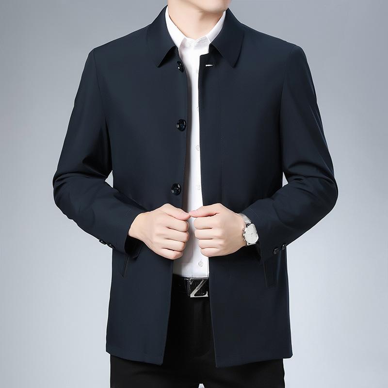 Весенне-осенний пиджак из шелка тутового шелкопряда, повседневный свободный топ на пуговицах для отца среднего возраста, мужская куртка для папы средней длины