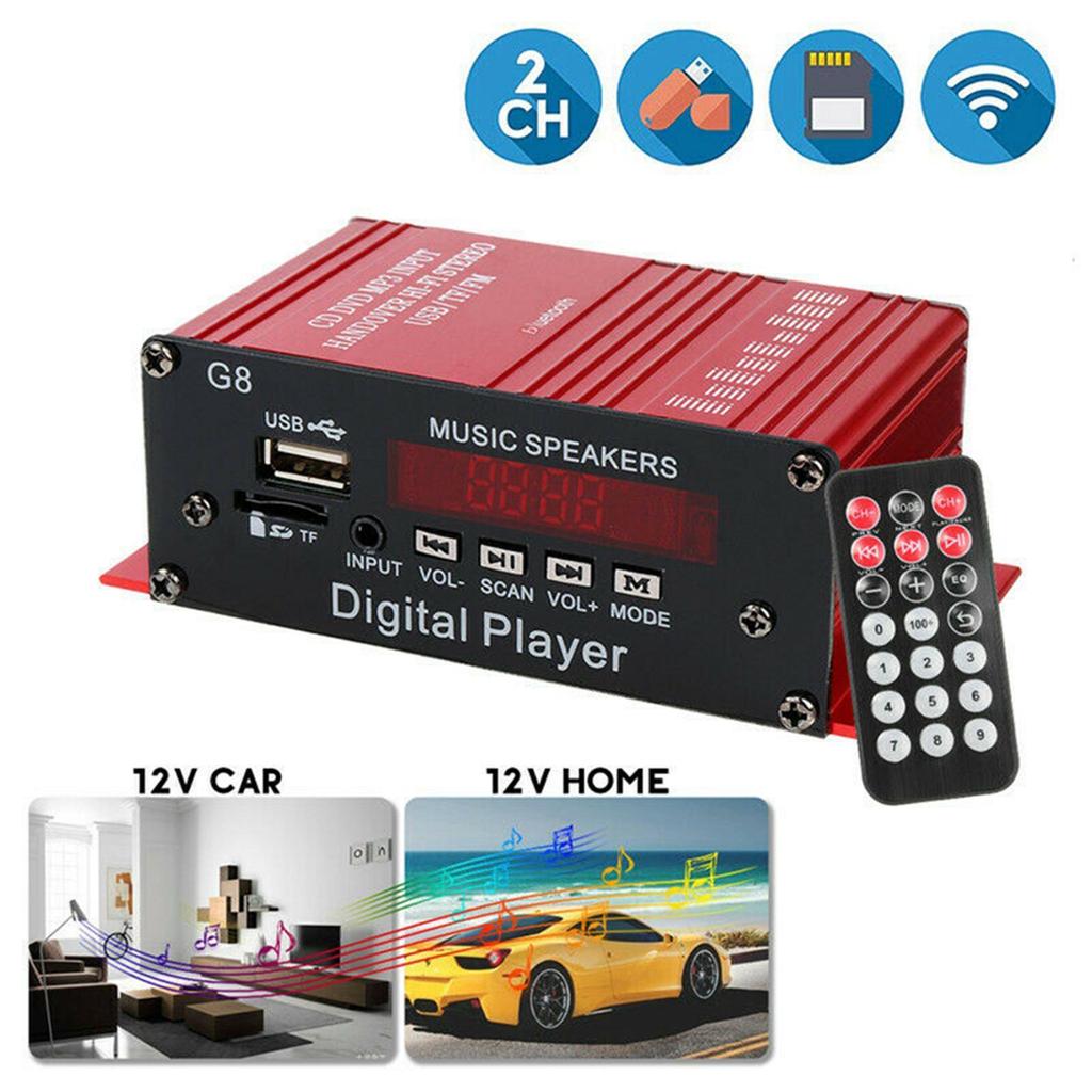 G8 Автомобильный DC 12В 200Вт 4-канальный Hi-Fi Аудио Цифровой Усилитель Мощности Плеер Стерео bluetooth AUX USB/TF/FM MP3 с Пультом Дистанционного Управления