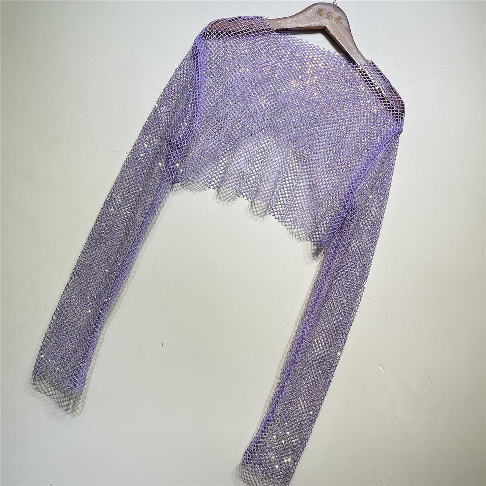 Блестящие футболки с кристаллами, женские сексуальные прозрачные топы с круглым вырезом, ночная праздничная одежда, укороченные рубашки, футболки, топы Y2K 2023