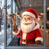Removable Glass Stickers Christmas Santa Claus Reusable PVC Window Static Sticker Holiday Theme Wall Clings