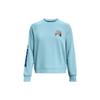 Heavyweight Terry Crew Neck Sweatshirt With Letter Print Women Tops Blue 1379833-490