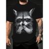 Summer 3D Cat Patternraccoon T-Shirt for Men Animal Cartoon Animal Pattern Tees Loose Round Neck Tops T Shirts Short Sleeves