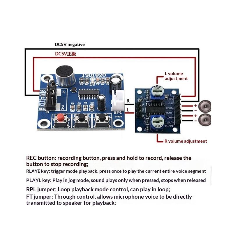 ISD1820 Voice Record Play Module Small Size with Micro Speaker Wide Application for Teenager Electronic Interest Cultivation Projects
