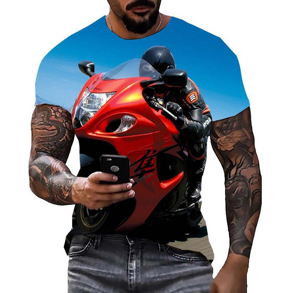 Крутая футболка с гоночной графикой, 3D-принт с изображением мотоцикла, мужская и женская футболка, летние модные топы, футболка в стиле панк, уличная одежда больших размеров