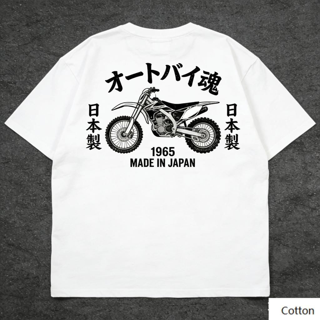 Винтажная японская кроссовая мотоциклетная футболка Otobai Tamashii 1965 Made in Japan Принт Хлопок Унисекс Женская Ретро Уличная Одежда Свободная Повседневная Футболка
