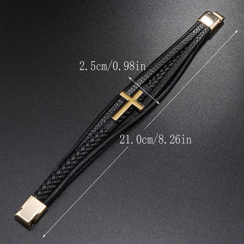 Многоцветный крест мужской PU кожаный плетеный магнитный браслет с пряжкой ювелирные изделия подарок