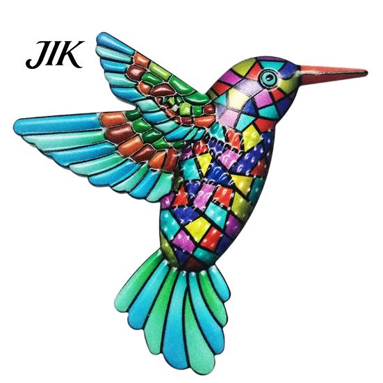 Contemporary Home Aesthetic Art Metal Hummingbird Wall Decor, Iron Colorful Bird Fence Decoration, Anti Rust Outdoor Decor Sculpture Hanging Ornaments