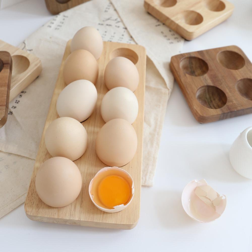 Japanese-style Wooden Egg Holder 4/6/12 Holes Egg Storage Rack Household Egg Plate  Tabletop