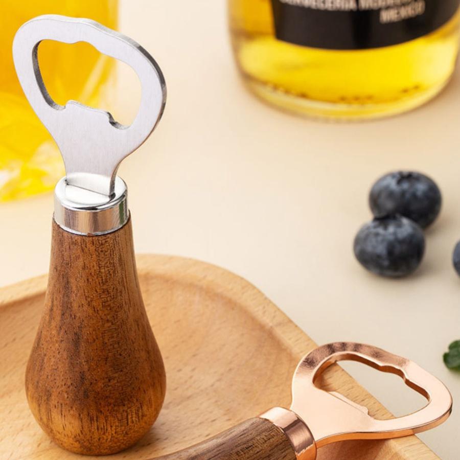 HOMZY 1 шт. Открывалка для пивных бутылок Ручка из массива дерева Нержавеющая сталь Открывалка для бутылок для домашнего использования