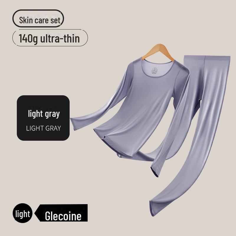 Женский ультратонкий бесшовный термобелье — телесного цвета, высокая эластичность, невидимое тепло, идеально подходит для осени и зимы.