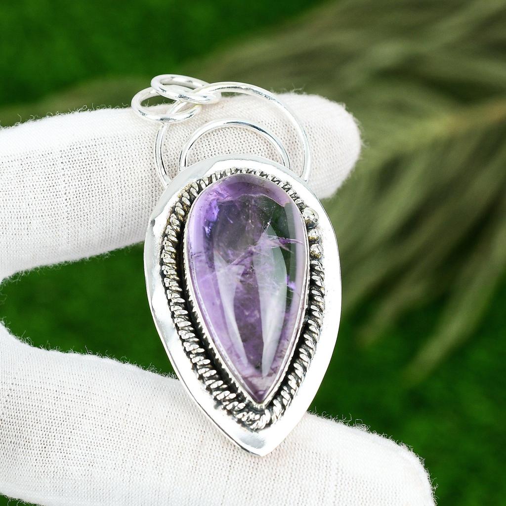 Friendship Day Sale February Star Amethyst Stone 925 Silver Mother Bezel Pendant