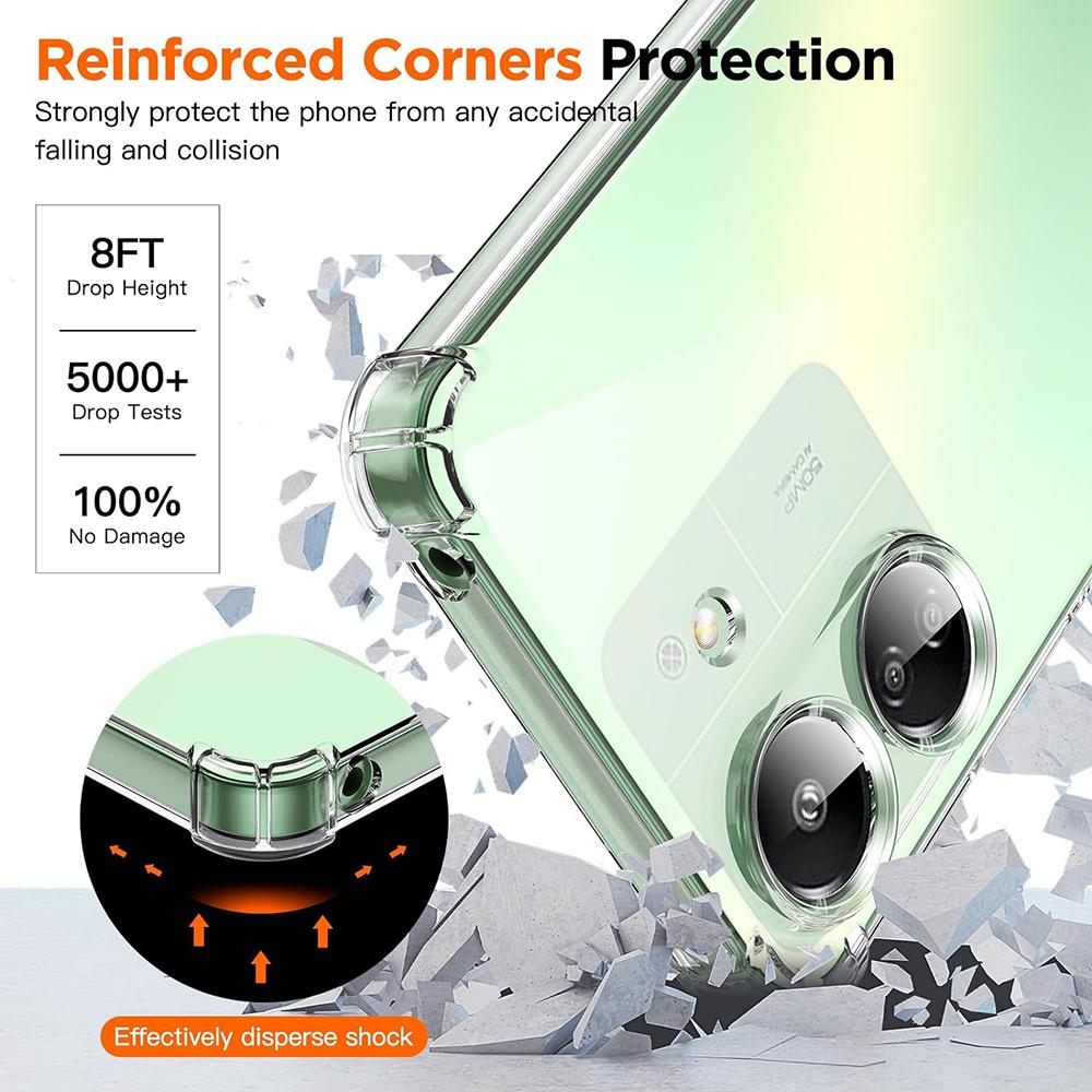 Прозрачный роскошный противоударный силиконовый чехол для Xiaomi Redmi 13C 12C 13 4G 5G Мягкий кристально чистый ультратонкий тонкий чехол