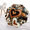 1pc "Hearts Flowers" Automatic Open/close Folding Compact Umbrella, 8-Rib Sturdy Canopy, Lightweight Portable, Everyday Use, Gift, 123