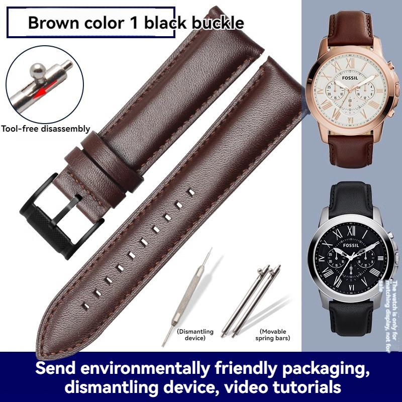For Fossil Cowhide Leather Strap Men Black Blue Wristband Q Smart FTW1114 ME3110 FS5436 Quick Release Watchband 20mm 22mm 24mm