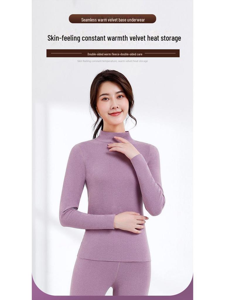 Комплект женского термобелья Velvet: Двусторонняя, воротник средней высоты, осенняя одежда 607