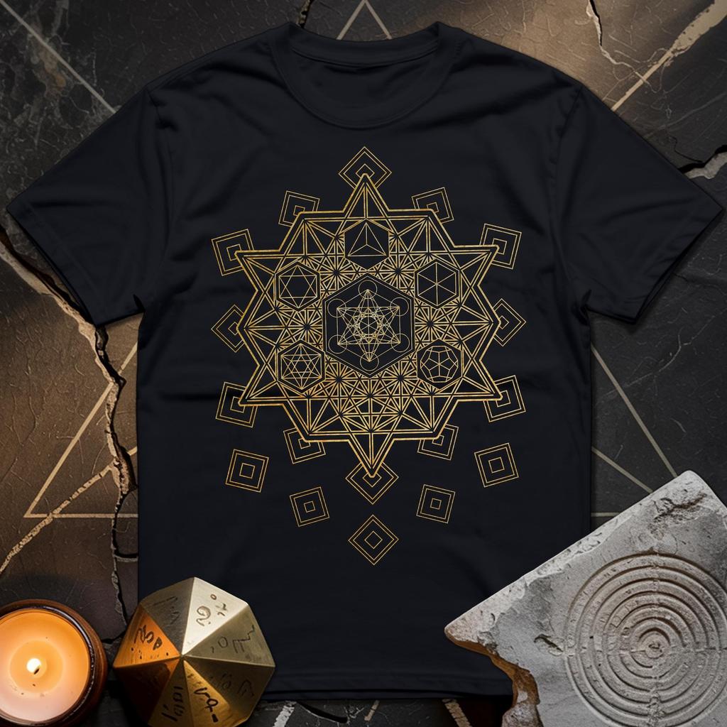 Sacred Geometry T-Shirt | Metatron, Platonic Solids Design