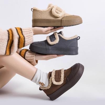 Женские зимние ботинки на платформе, мокасины, нескользящие, из искусственной замши, короткие, с подкладкой из искусственного меха, удобные, теплые, кроссовки для ходьбы, женская обувь