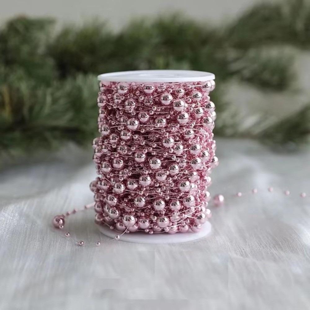 Новая жемчужная цепочка 10 м/рулон для DIY рождественских украшений, гирлянда из бусин, подвеска на елку для декора дома и комнаты
