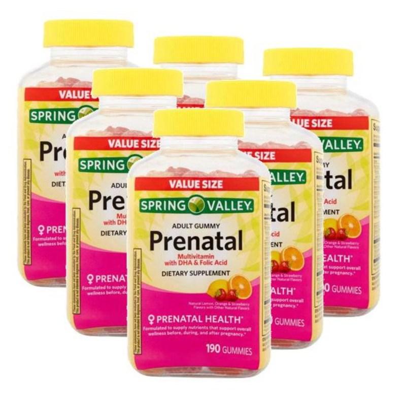 Spring Valley Prenatal Multivitamin DHA Folic Acid Gummy Spring Valley Prenatal Multivitamin 190 tablets, 6 units