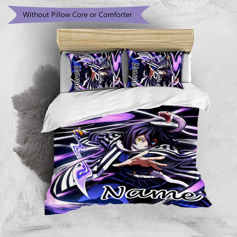 3pcs Demon Slayer5 Cover Set - Personalized Name, HD Printed Bedding with 1 Cover and 2 Pillowcases - Perfect for Home Decor, Easy Care