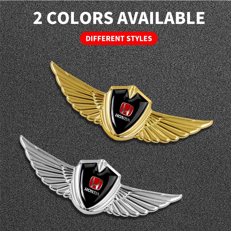 1pcs New Car Badge Metal Wings Body Decoration Sticker Car Goods For Honda Civic xrv hrv crv brv City Accord Fit Jazz Insight
